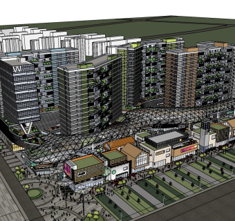 27现代购物中心，商业综合体，商业街，商业广场 (1)su草图模型下载