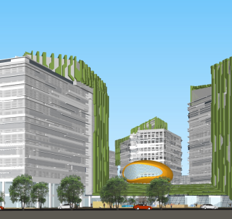 61大型CBD商业综合体,现代商业购物娱乐中心，高档写字楼裙房，购物街，商业街区su草图模型下载