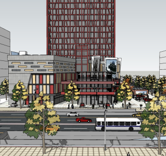 51城市大型商业综合体，现代购物中心，步行街，写字楼商业街 (1)su草图模型下载