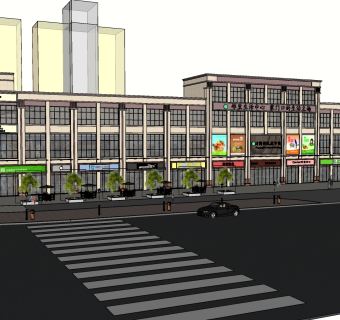 109现代农贸市场，大型超市，购物中心，菜市场，沿街商铺su草图模型下载