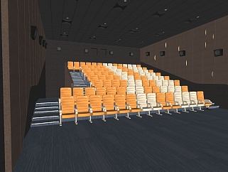 194<em>电影</em>院，剧院,放映厅，影院椅子su草图模型下载