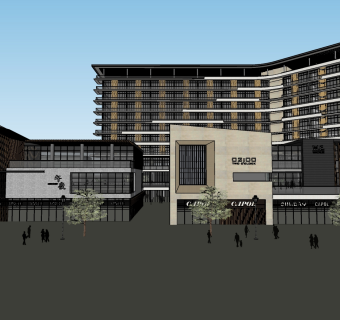 199荣和商业街区，商业购物中心，办公写字大楼，商业广场su草图模型下载