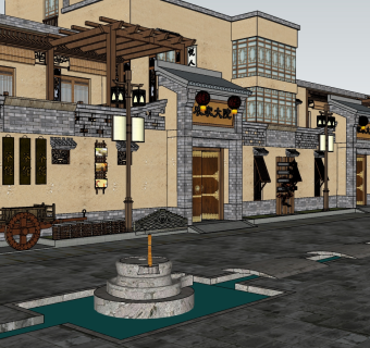 248民居主街，沿街民居建筑，新农村，度假小镇，农家院su草图模型下载