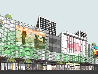 <em>商业街</em>，商业广场，购物中心su草图模型下载