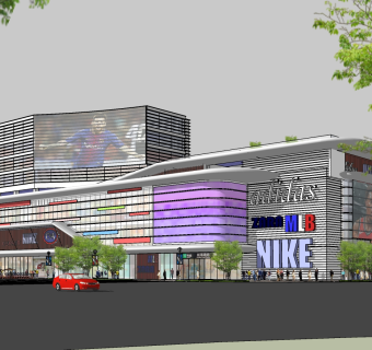 307商业综合体，多层商业购物中心，商业街区，商业广场，写字楼su草图模型下载