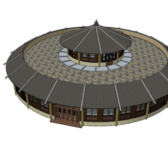 331客家围屋 得月楼，土楼，特色旅游景点，围屋民宿酒店酒楼su草图模型下载