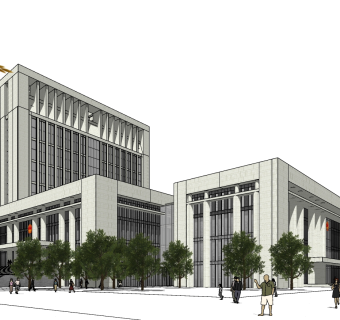 338法院大楼，政府大楼广场，办公楼写字楼，政府办公大楼，政府办公服务大楼su草图模型下载