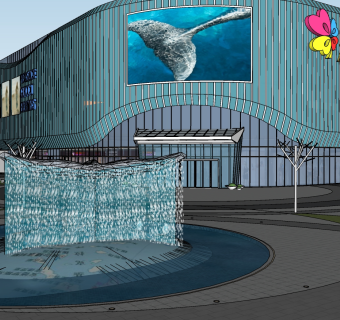 345商业综合体，爱琴海城市商业购物广场，商业街区，商业街，步行街，商场中庭景观挂饰su草图模型下载