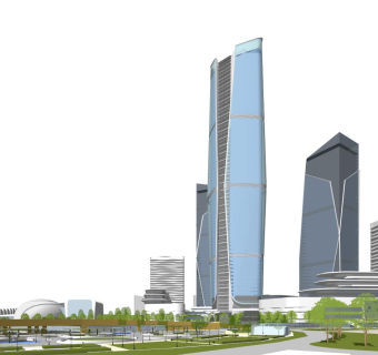 368现代商业综合体，商业景观规划，商业街区，步行街，商业购物广场su草图模型下载