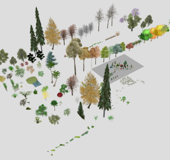 现代风格树su草图模型下载