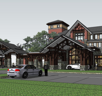 410欧式风格商业街，欧洲风情商业街区，欧式沿街商铺，商业街，步行街，商业广场su草图模型下载