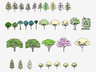 户外树木植物 su草图模型下载