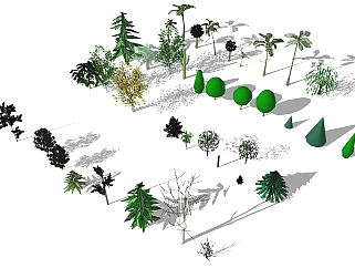 户外树木植物  su草图模型下载