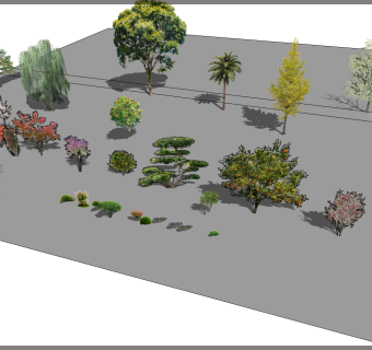 现代中式景观树 su草图模型下载