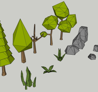 室外景观植物 su草图模型下载
