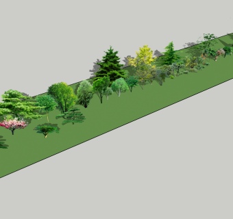 现代风格冬季景观树su草图模型下载
