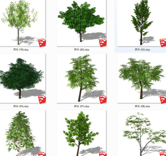 现代风格冬季景观树 su草图模型下载