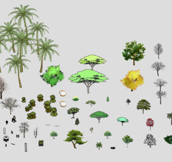 现代风格冬季景观树su草图模型下载