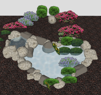 现代风格冬季景观树su草图模型下载