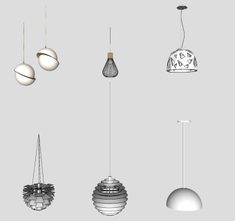 现代金属铁艺吊灯su草图模型下载