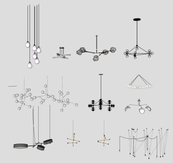 现代灯具su草图模型下载