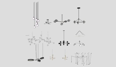 现代灯具su草图模型下载