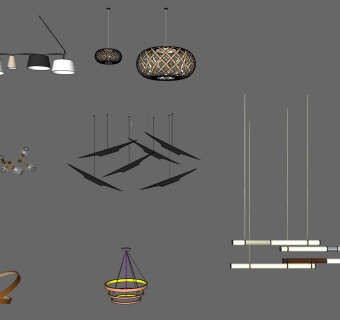 现代灯具su草图模型下载