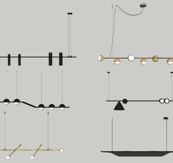 现代灯具su草图模型下载