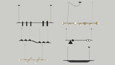 现代灯具su草图模型下载