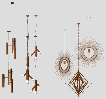 现代灯具su草图模型下载