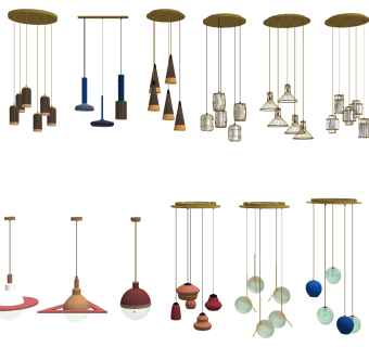 现代灯具su草图模型下载