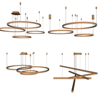 现代金属铁艺吊灯su草图模型下载