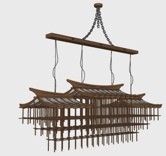 现代金属铁艺吊灯su草图模型下载