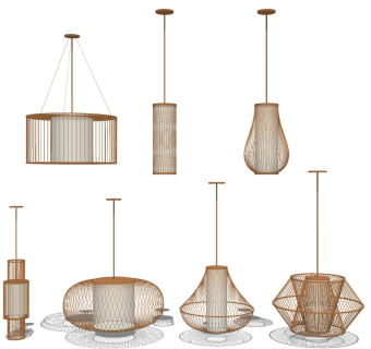 现代吊灯su草图模型下载