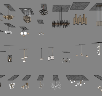 个性金属灯具su草图模型下载