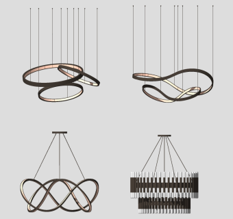金属铁艺吊灯 su草图模型下载