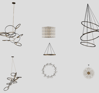 现代吊灯su草图模型下载