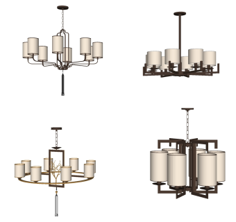 现代吊灯su草图模型下载