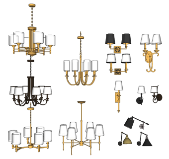 现代吊灯su草图模型下载