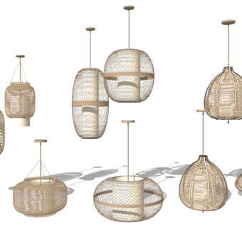 现代吊灯su草图模型下载