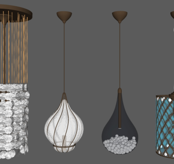 现代吊灯su草图模型下载