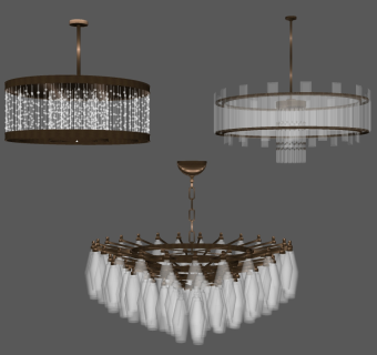 金属铁艺吊灯su草图模型下载