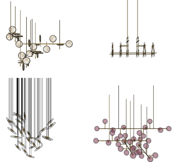 吊灯组合su草图模型下载