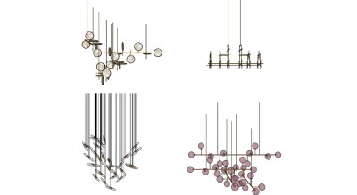 吊灯组合su草图模型下载