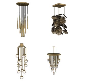 金属吊灯 su草图模型下载