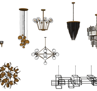 金属吊灯su草图模型下载