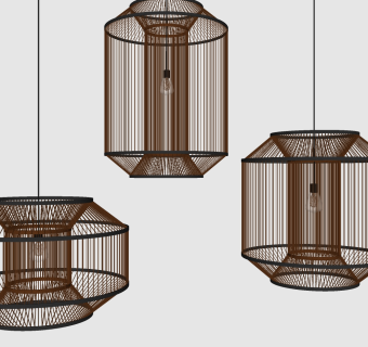 铁艺吊灯组合su草图模型下载
