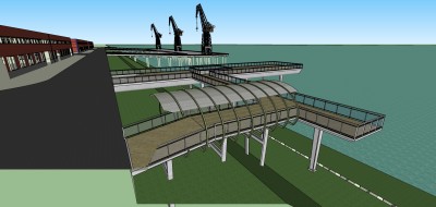 41景观码头 码头工业园区，起重机 码头起重机 现代风格标准工厂 产业园su草图模型下载