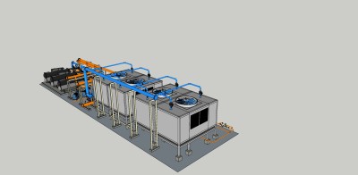 55现代风格发电厂 工业设备 风机 发电设备，电压机 输电管道su草图模型下载