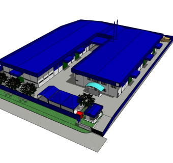57 现代风格标准厂房   工厂 厂房 仓库  物流运输中心，简易移动板房，施工场地员工宿舍，流水线厂房su草图模型下载